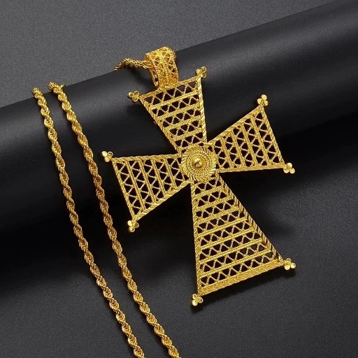 Ethiopian & Eritrean Gold Cross Pendant Necklace